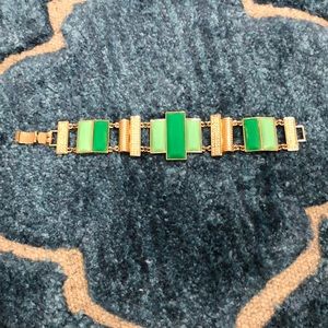 Gold tone and green stone bracelet